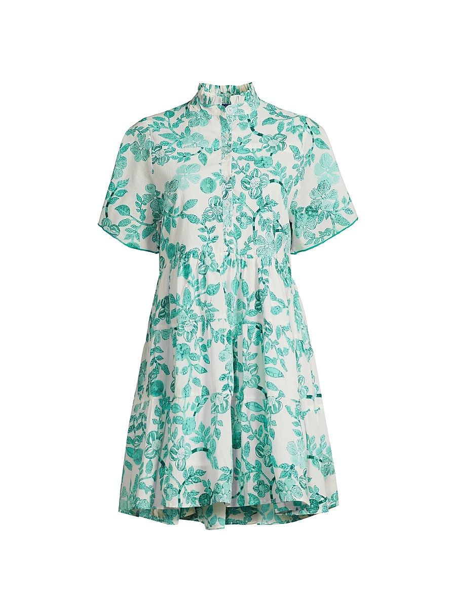 Women's Vibeka Floral Mini Shirtdress - Aqua Cassis - Size XL