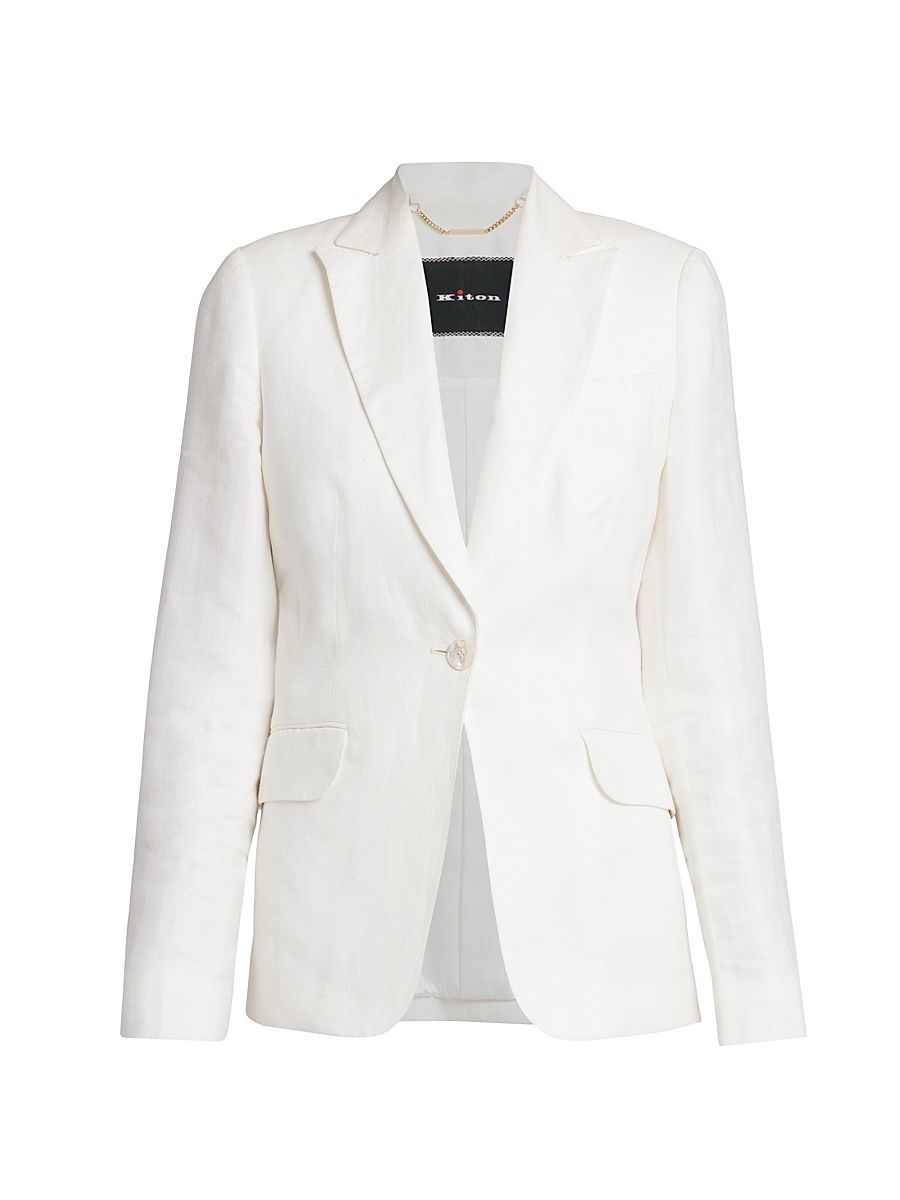 Women's Single-Breasted Blazer - White - Size 10