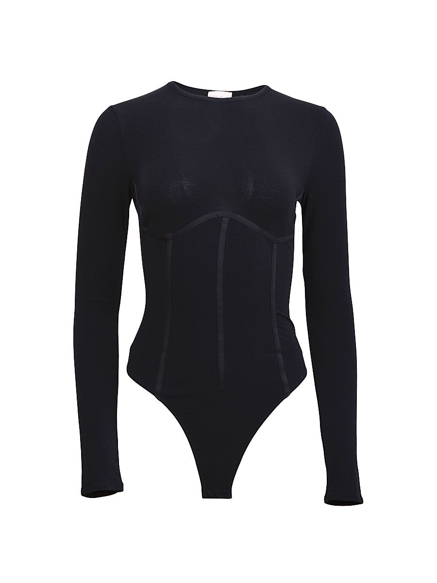 Women's Cotton T-Shirt Bodysuit - Black - Size XL