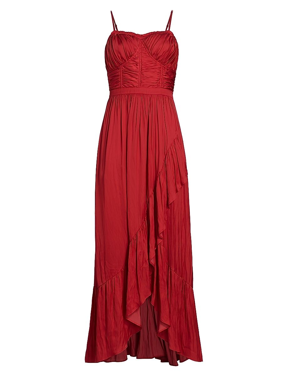 Women's Braelyn Shirred Wrap Maxi Dress - Soiree Red - Size 10