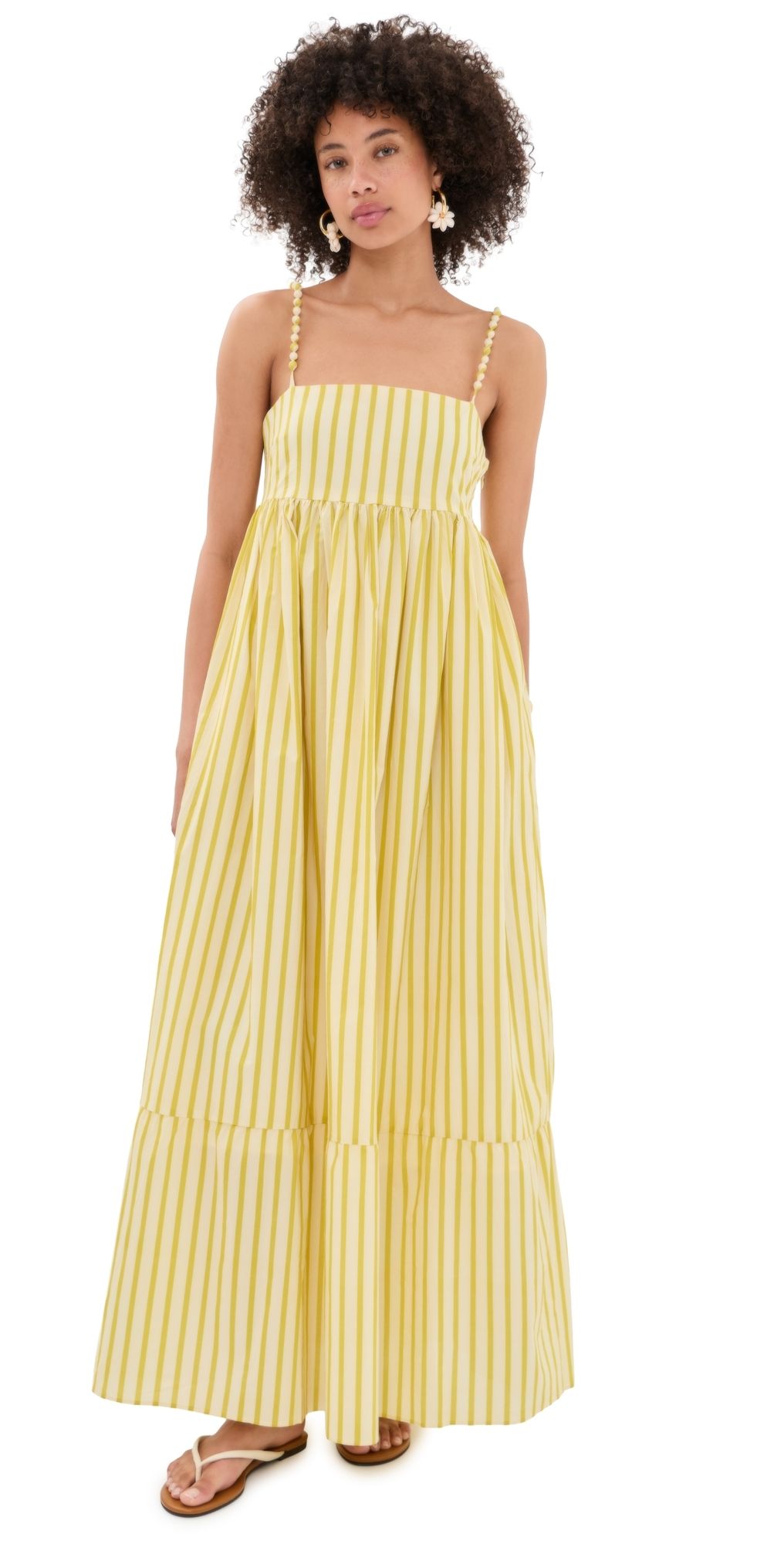 English Factory Striped Maxi Dress Yellow Stripe XS