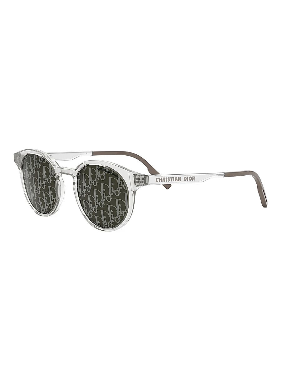 Men's DioTag R1I 49MM Round Sunglasses - Grey Silver Grey