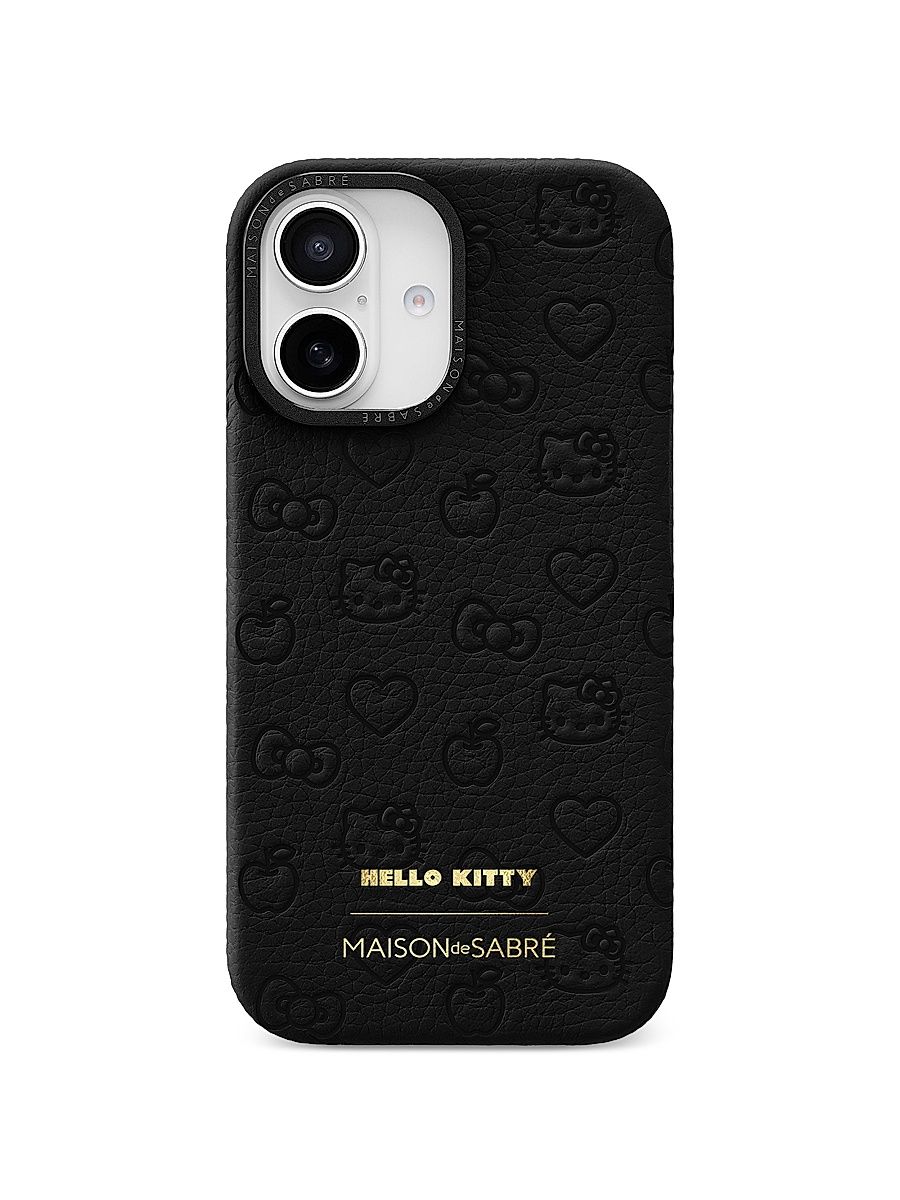 Hello Kitty Leather Phone Case (iPhone 16) - Black Caviar