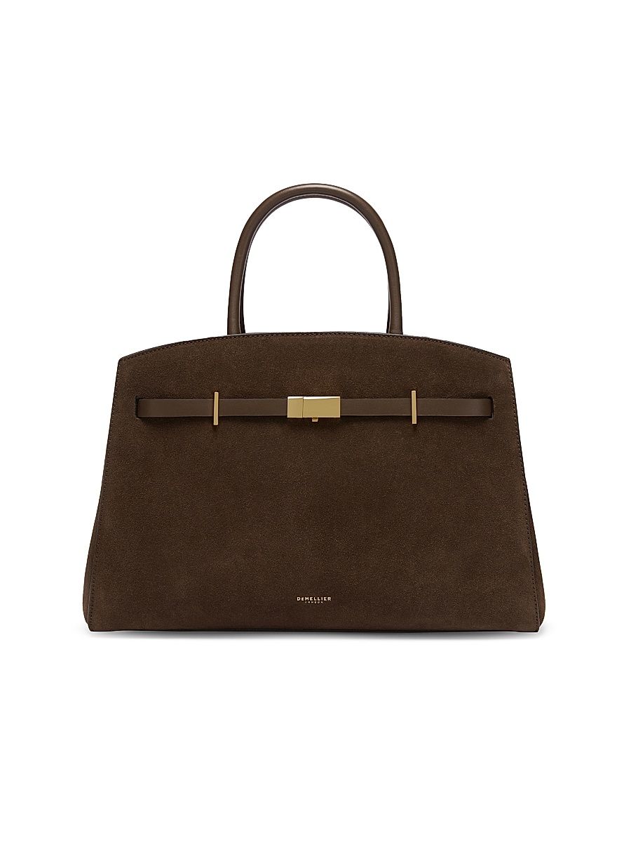 Women's Hudson Belted Suede Top Handle Bag - Mocha