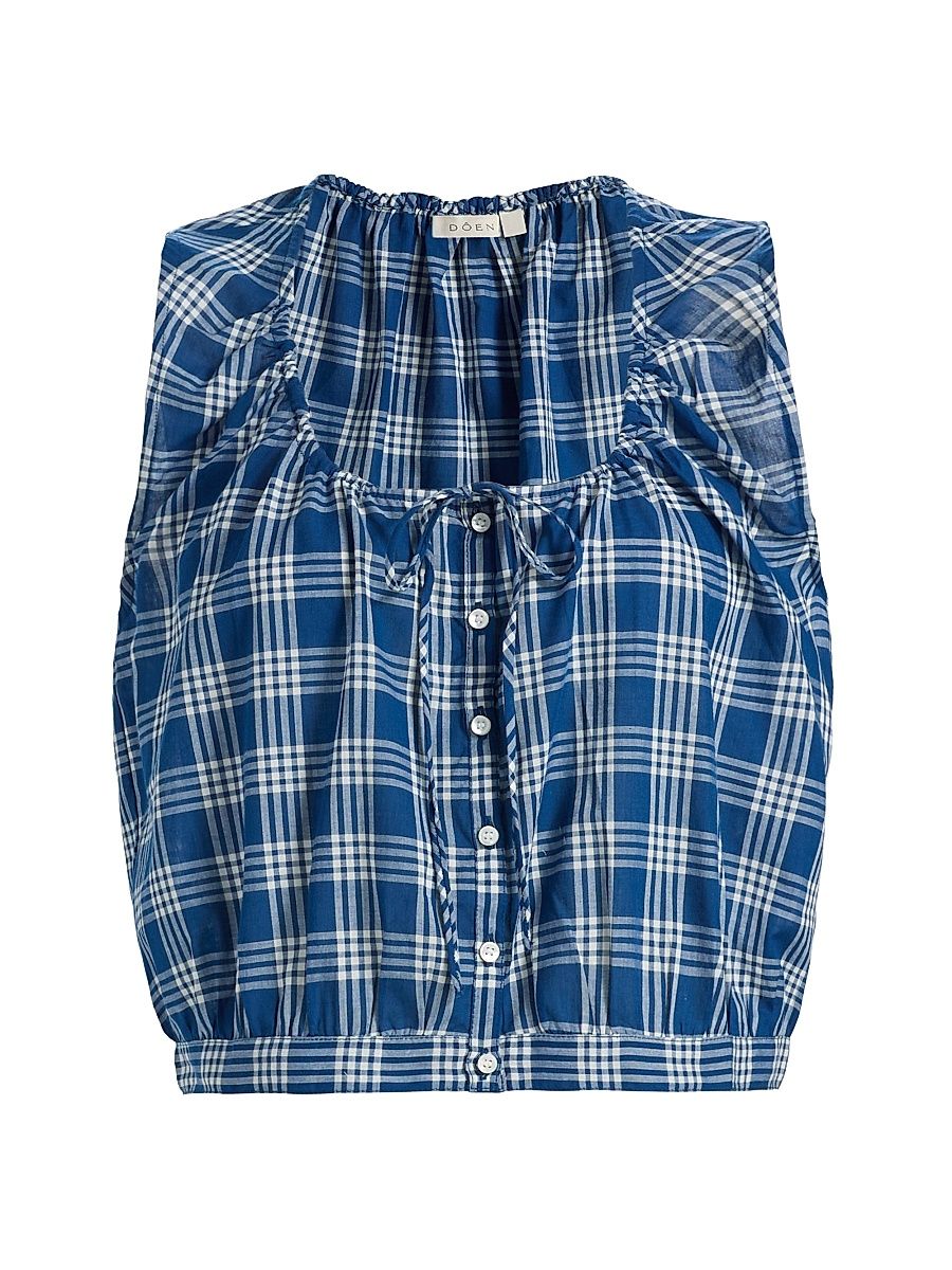 Women's Theo Plaid Cotton Top - Dorset Plaid - Size XXS