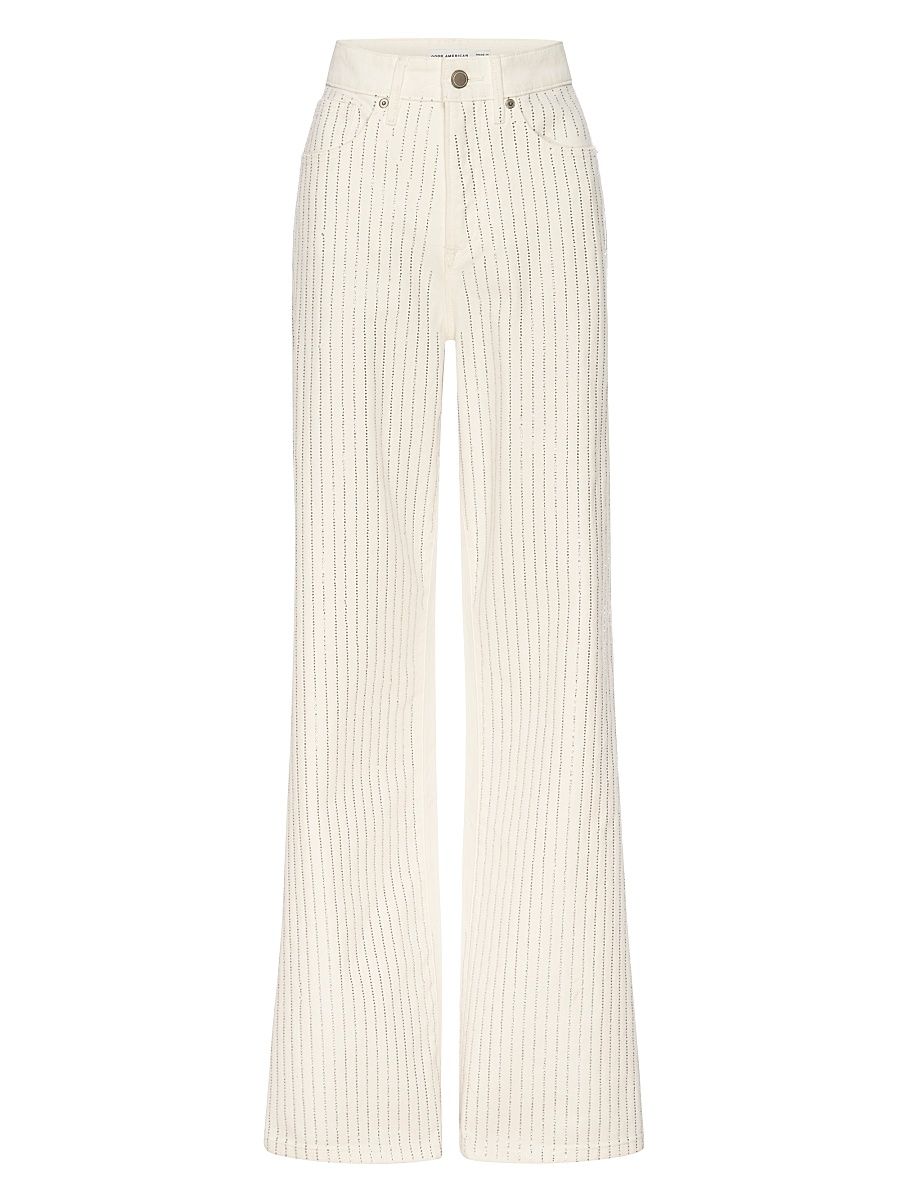 Women's Good Ease Rhinestone Pinstripe Jeans - Cloud White - Size 8