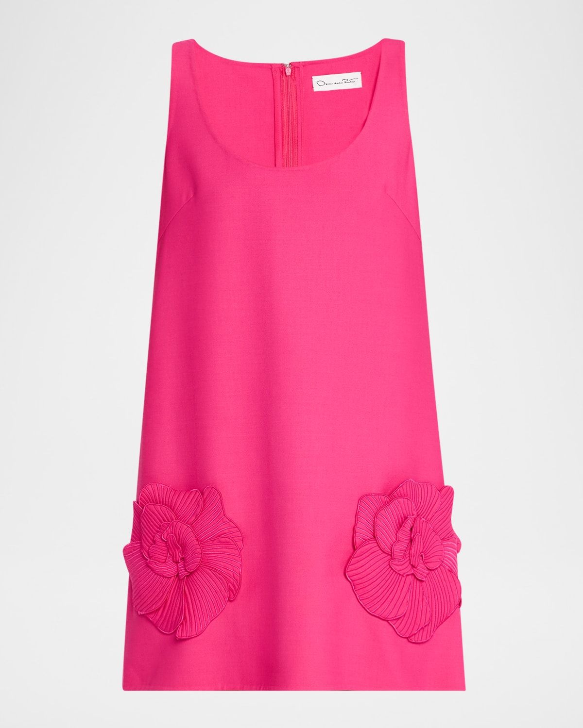 Floral Applique Scoop-Neck Sleeveless Mini Dress