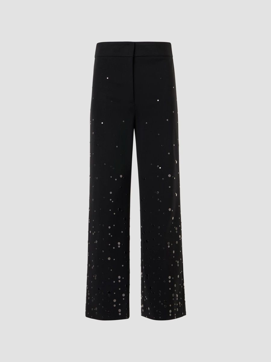 Akris punto Women's Studded Jersey Straight-Leg Pants - Black - Size 14