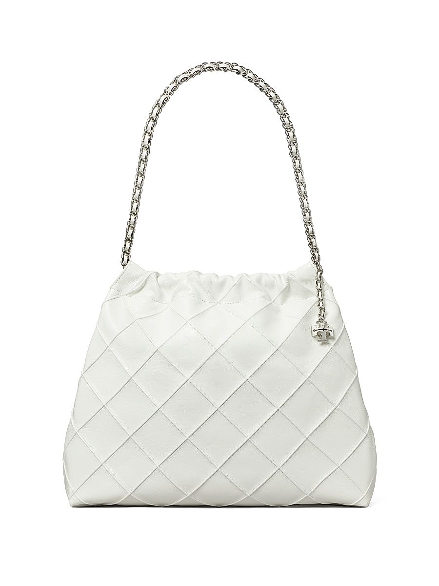 Women's Fleming Distressed Leather Hobo Bag - Blanc