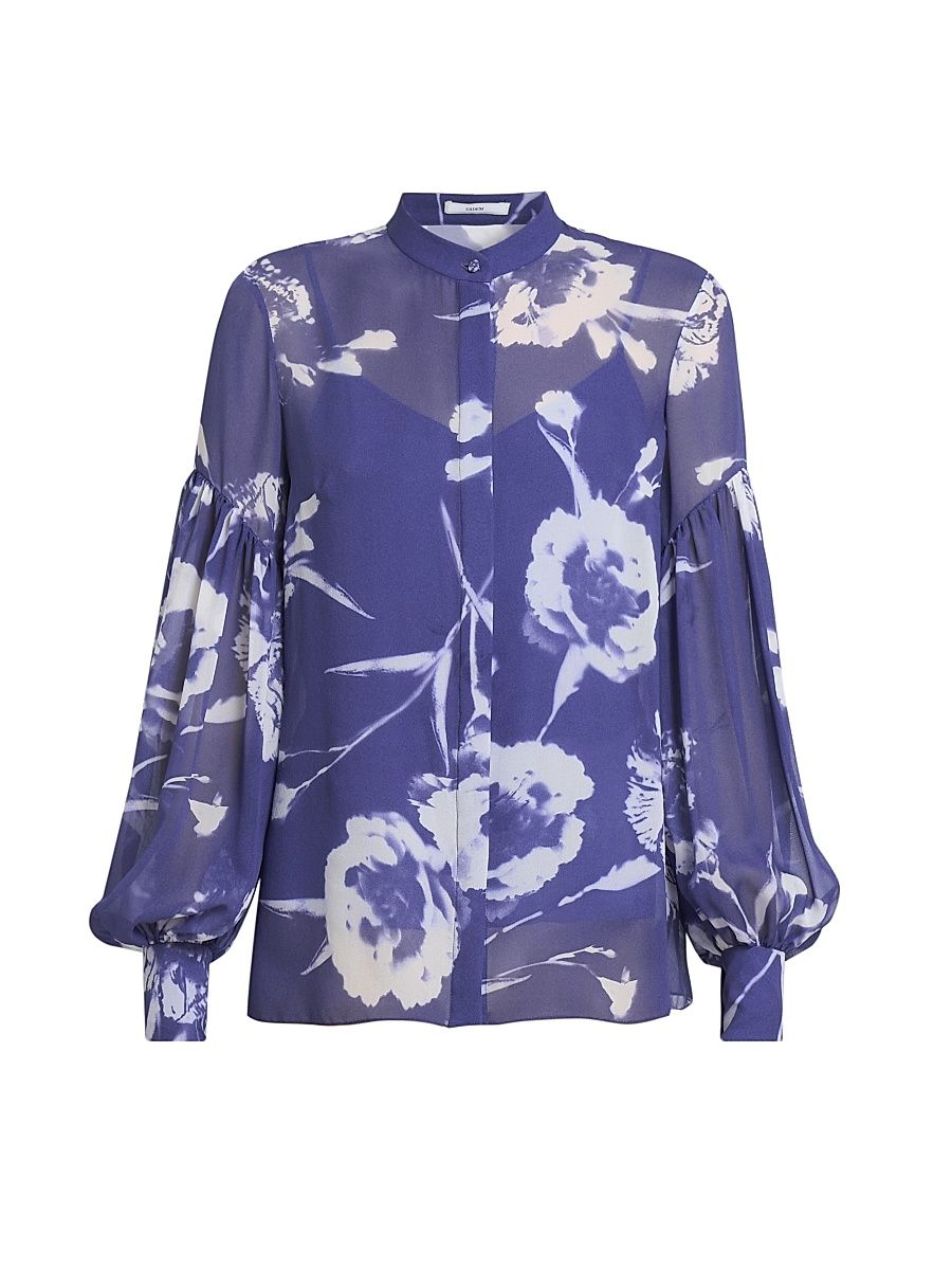Women's Carnation Blouson-Sleeve Shirt - Carnation Cyanotype Heather - Size 4