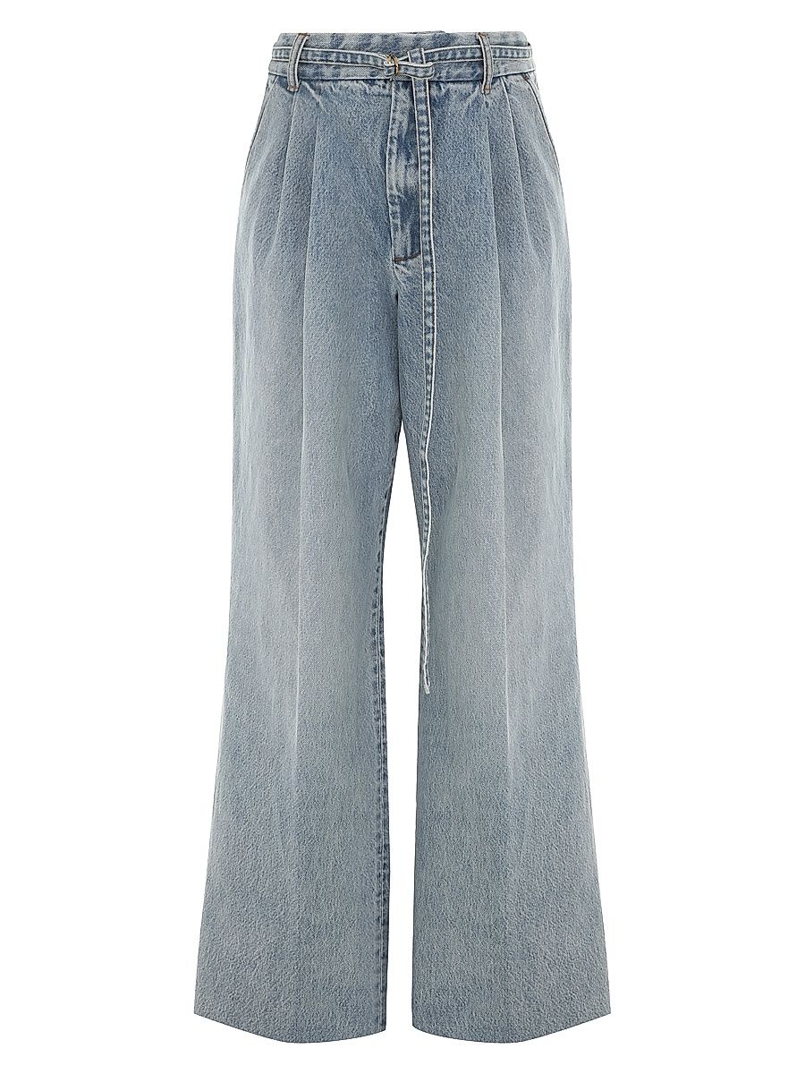 Women's Pleated Denim Pants - Sea Foam - Size 10