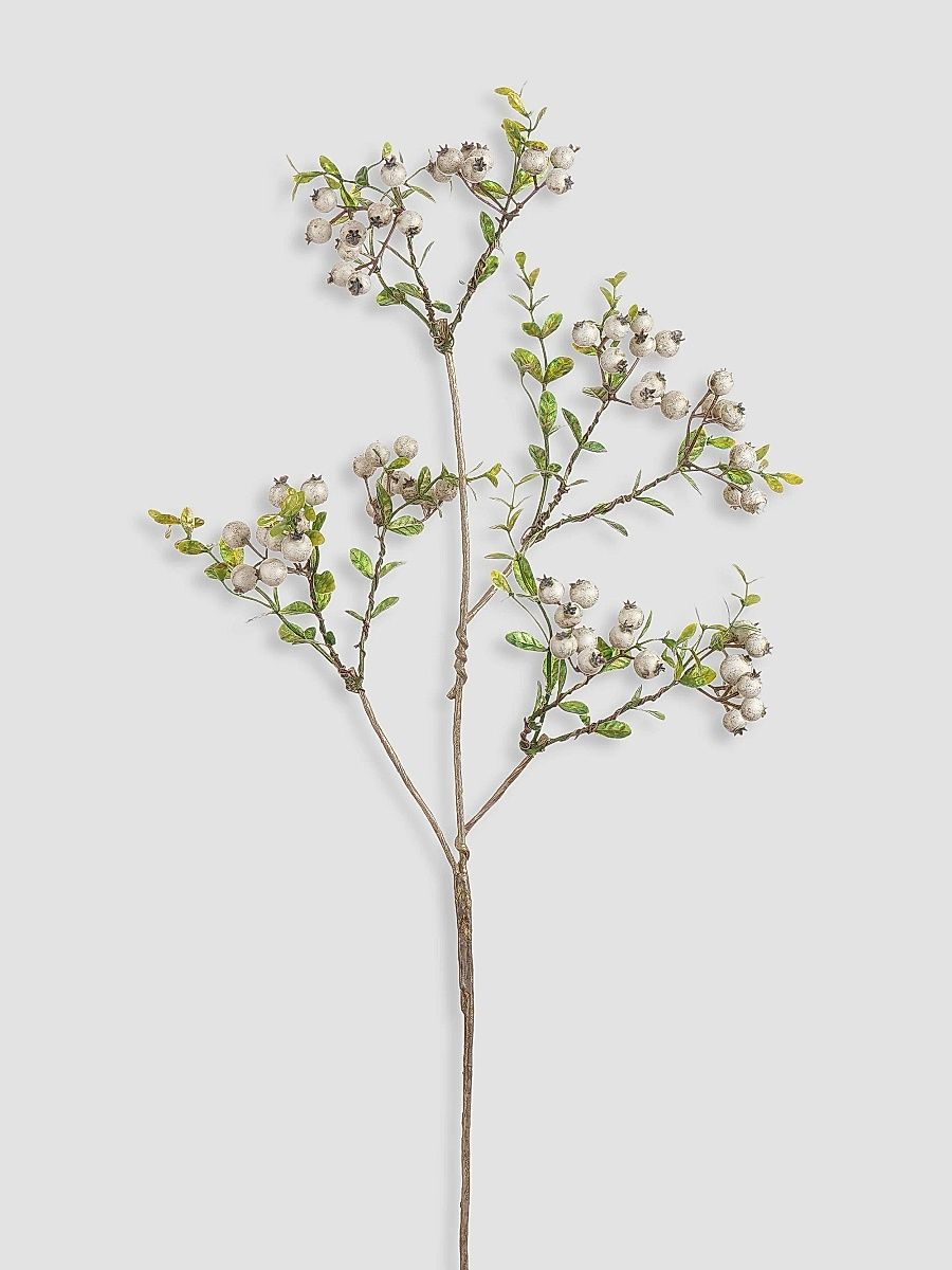 Holiday Snowberry Branch - Green White