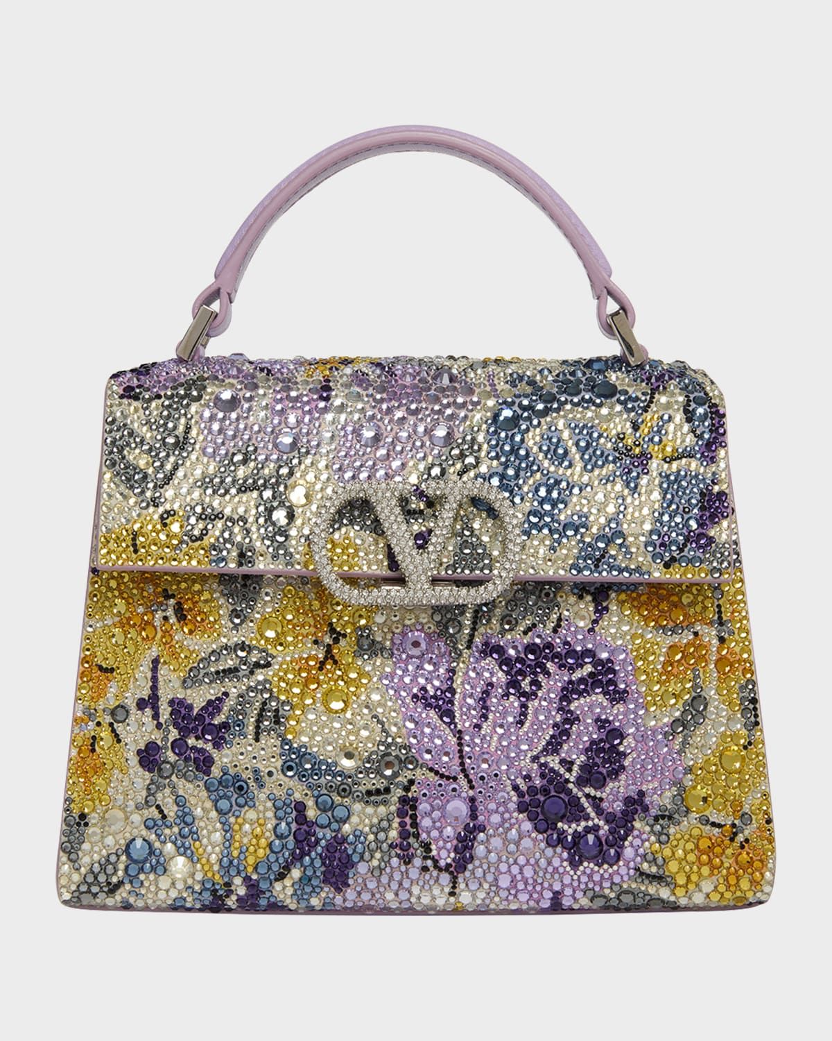 VSLING Mini Floral Rhinestone Top-Handle Bag