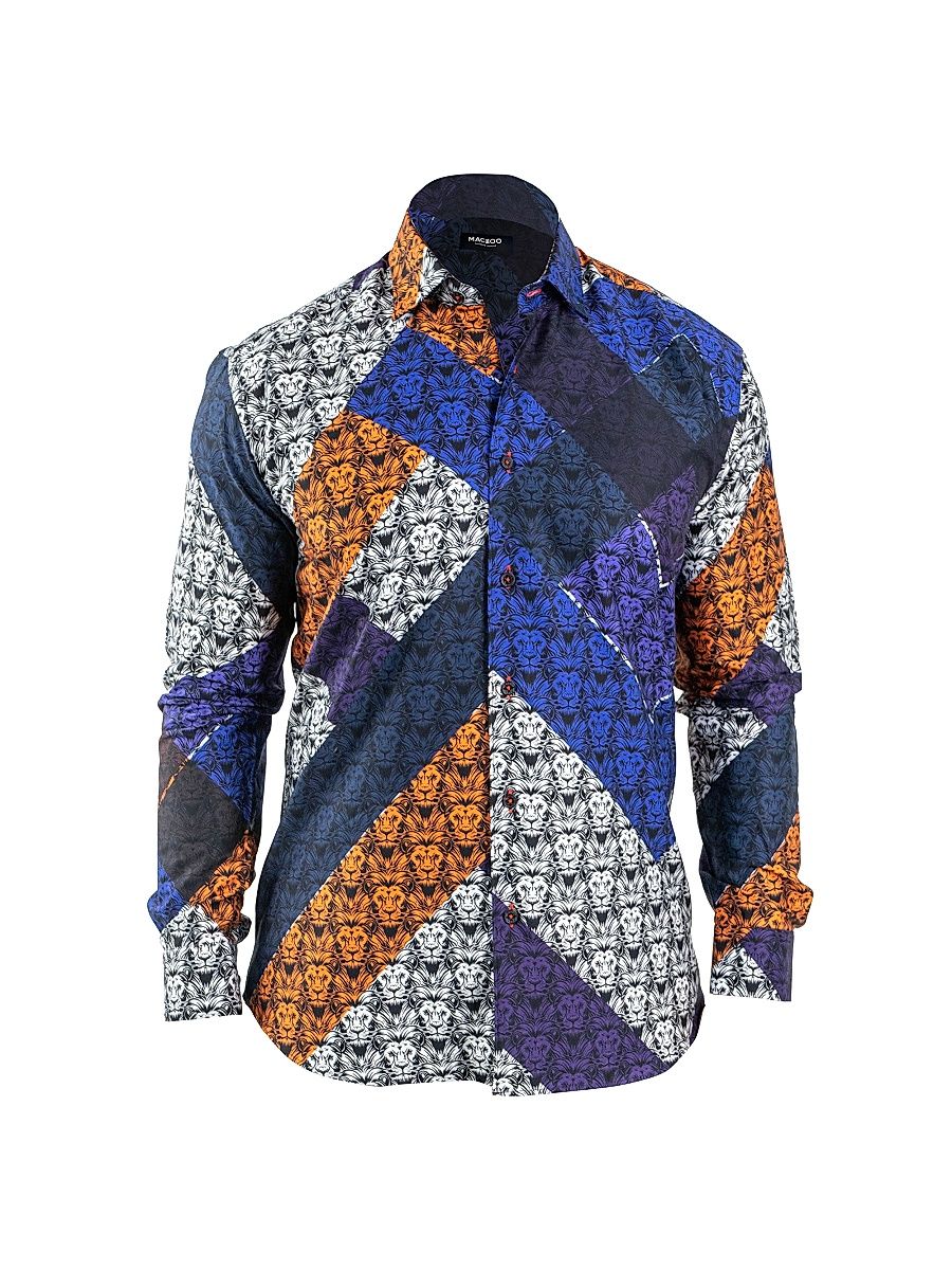 Men's Fibonacci Afro Lion Shirt - Multicolored - Size XXL