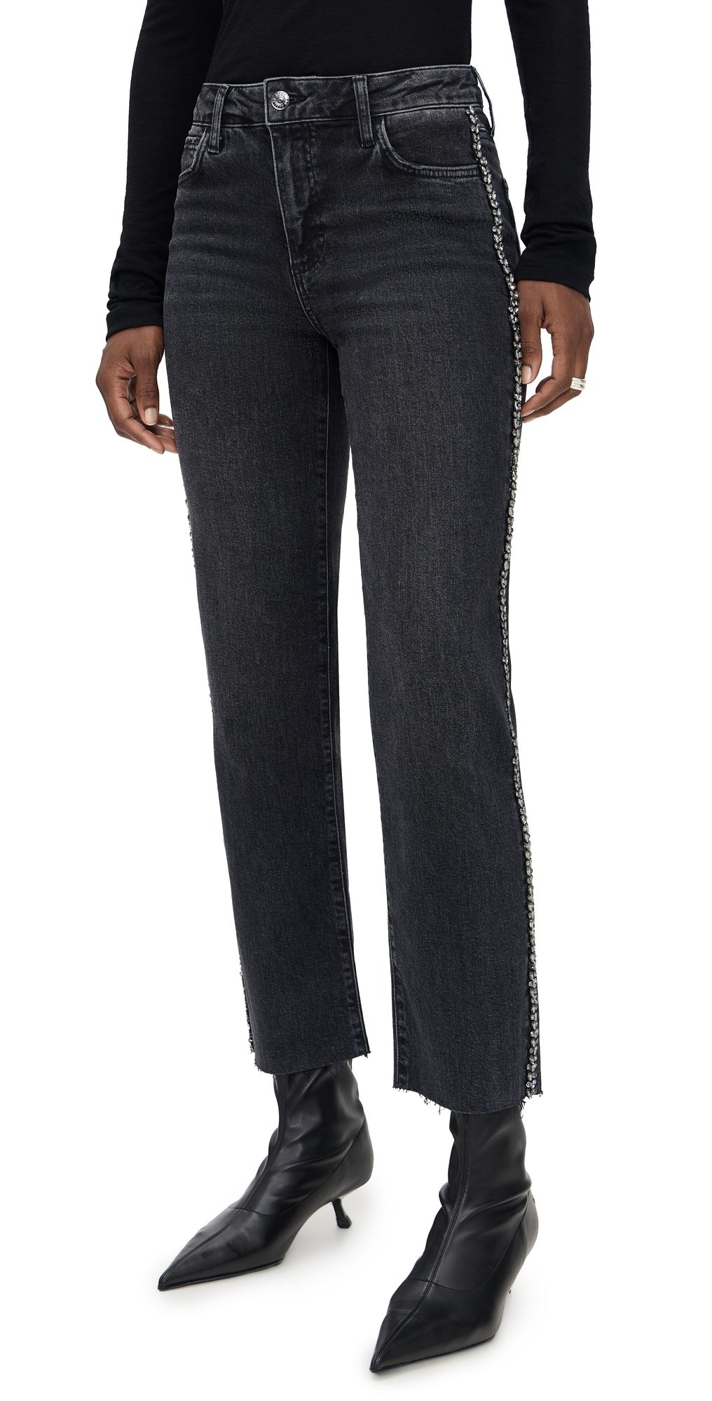 PAIGE Mason Ankle Glitz Black Embellished Jeans Glitz Black Embellished 28