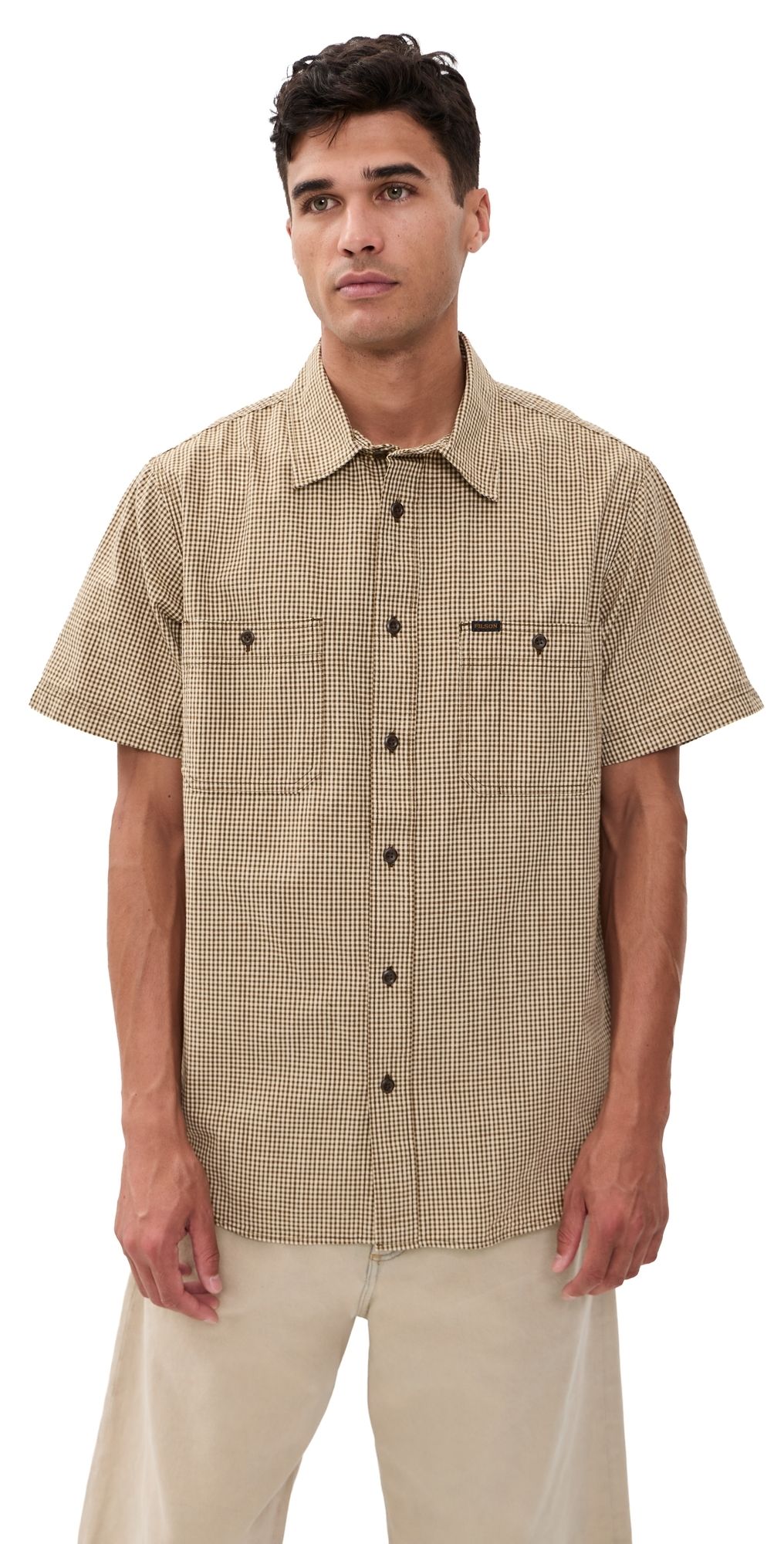 Filson Short Sleeve Chambray Shirt Coffee/Natural Plaid S