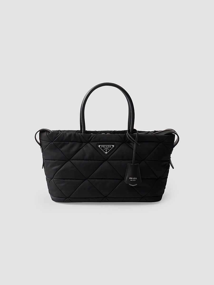 Women's Medium Padded Nylon Top Handle Bag - Black