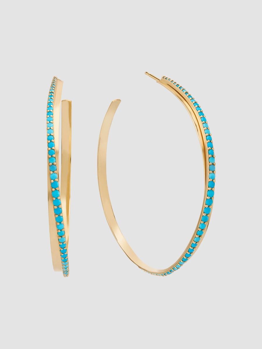Lana Women's 14K Yellow Gold & Turquoise Hoop Earrings - Yellow Gold
