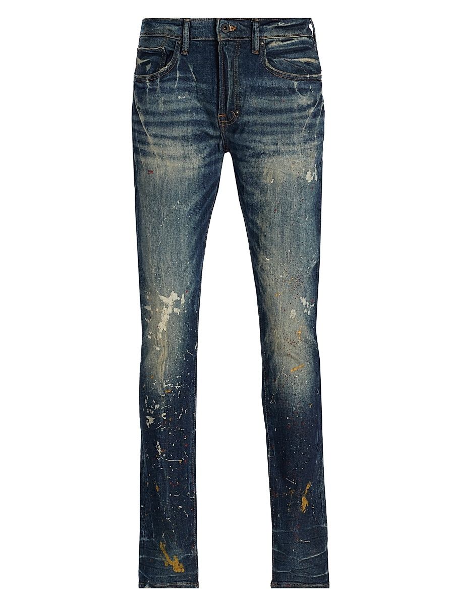 Men's Volcanic Paint Splatter Skinny Jeans - Indigo Gal - Size 40