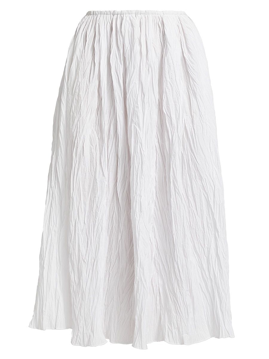 Women's Plissé Cotton Skirt - Optic White - Size XL