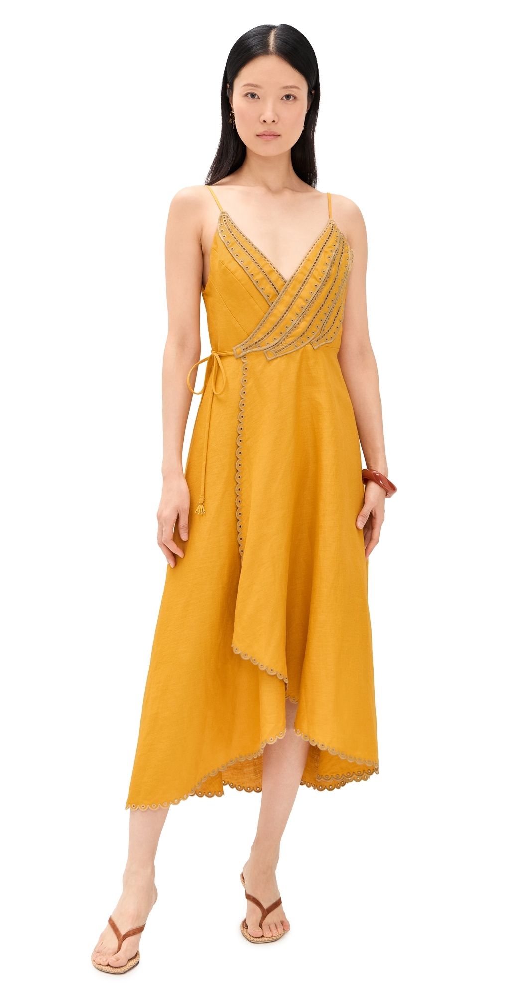 FARM Rio Bananas Maxi Wrap Dress Yellow M