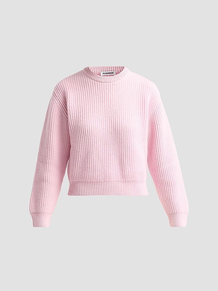 Women's Fisherman Knit Wool Sweater - Candy Pink - Size 10