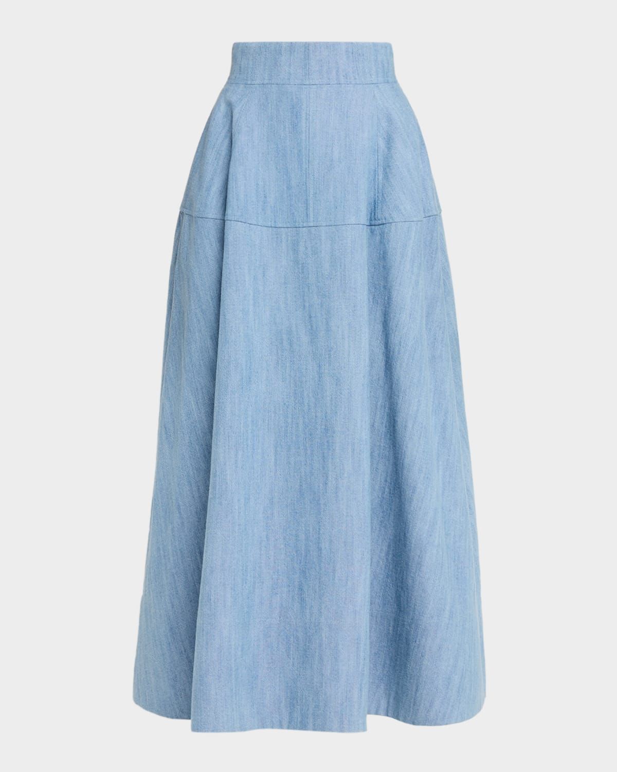 Denim A-Line Midi Skirt