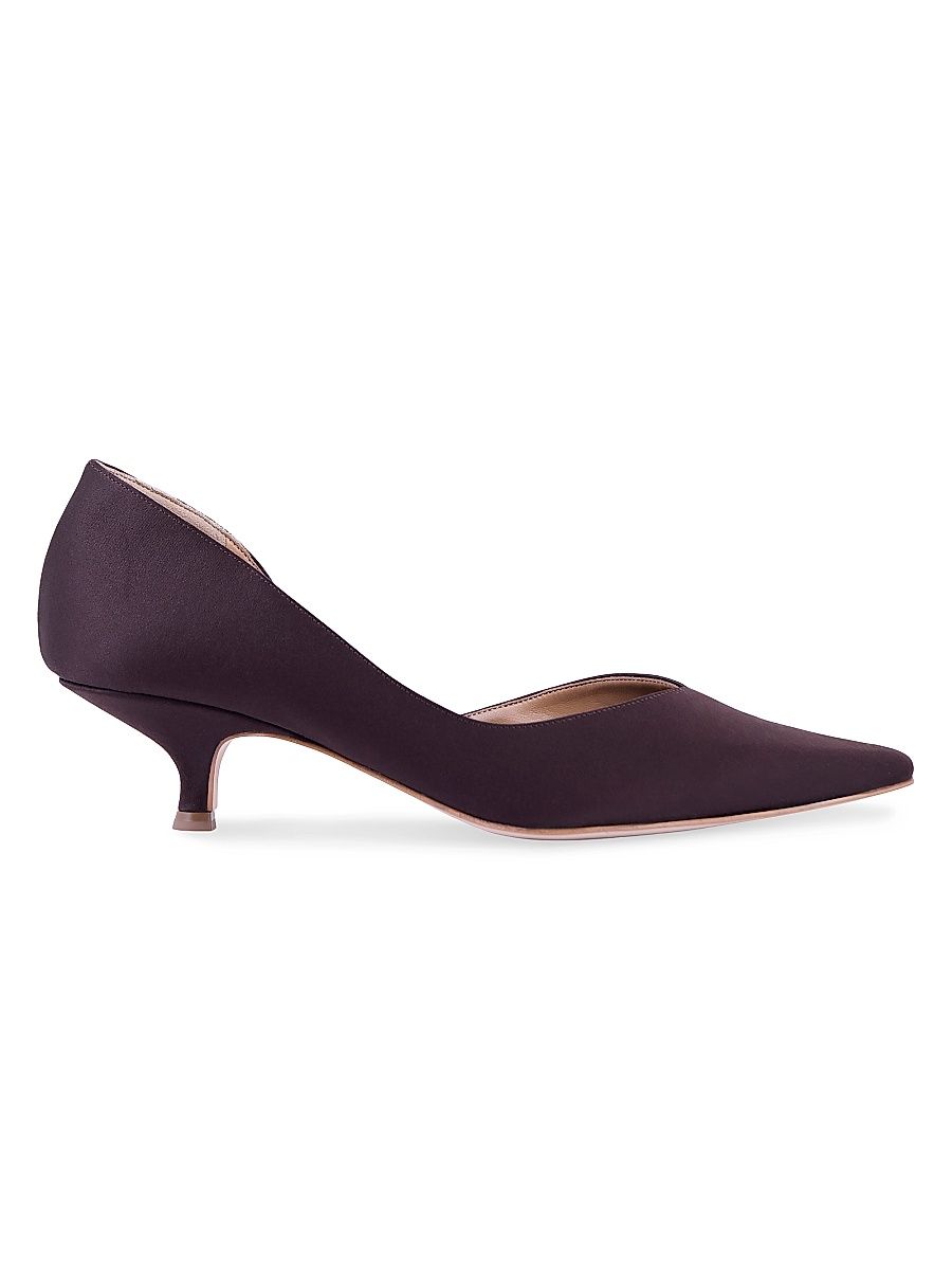 Women's Ariana 45MM Satin Kitten-Heel Pumps - Brown - Size 8