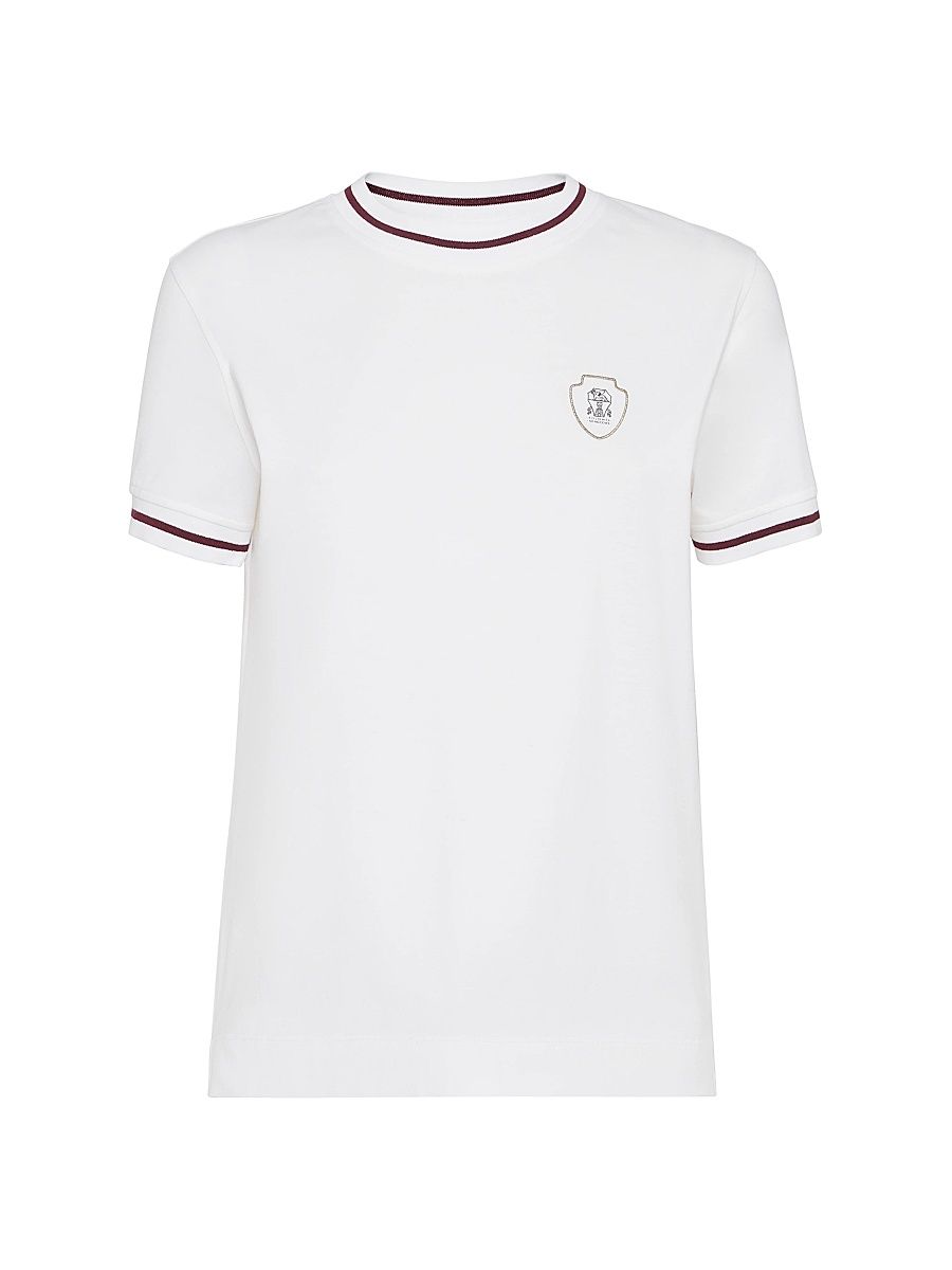 Women's Cotton Jersey T Shirt with Logo - White - Size Large