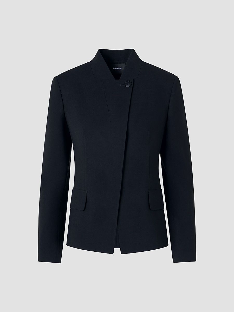 Women's Kay Wool-Blend Stand-Collar Jacket - Black - Size 16