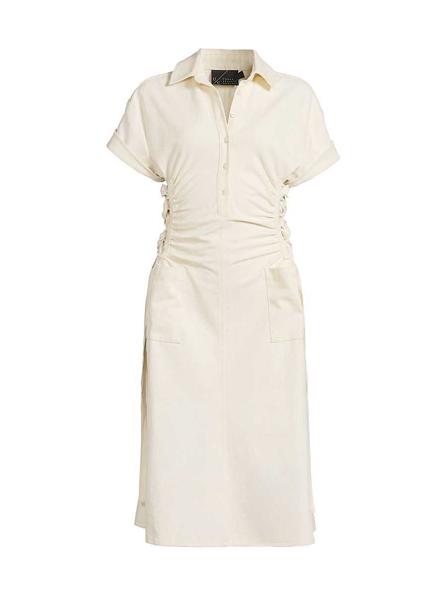 Women's Loki Lace-Up Polo Midi-Dress - Cream - Size Small