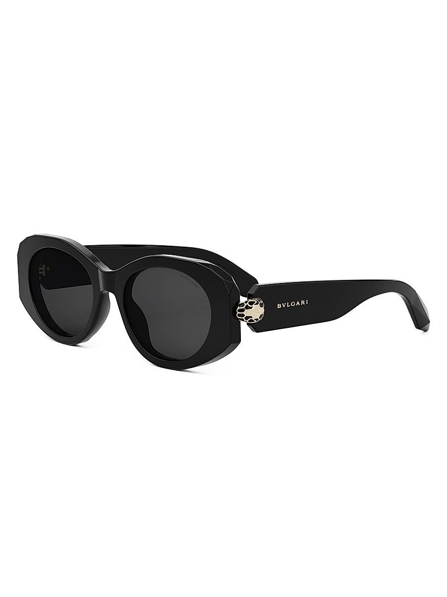 Women's Serpenti 52MM Oval Sunglasses - Black Dark Grey