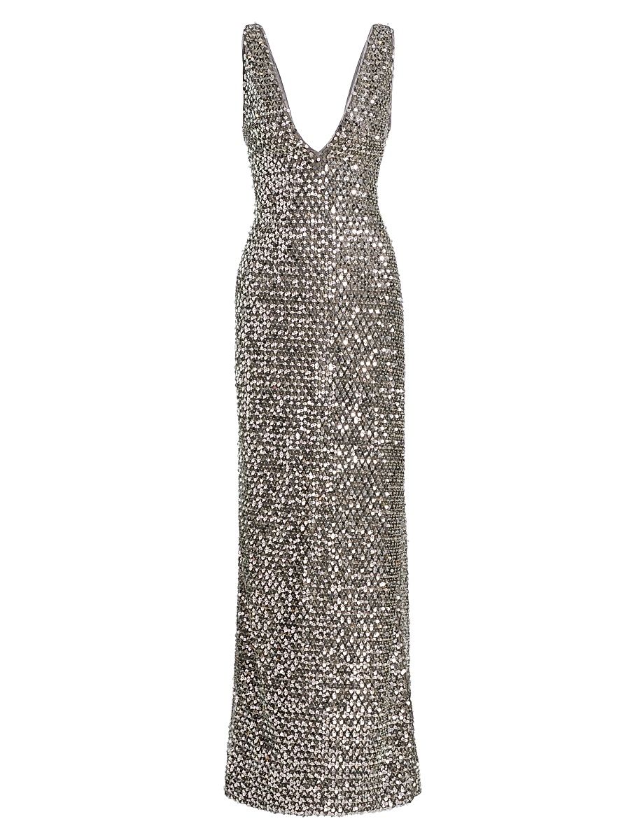 Women's Ellie Sequined Gown - Platinum Sequin - Size 8