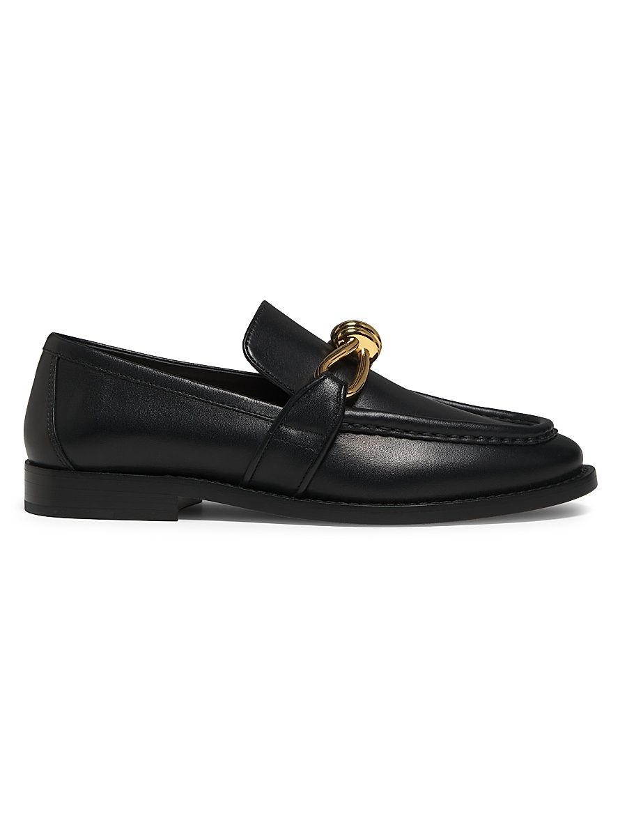 Women's Astair Knot Leather Loafers - Black - Size 10.5