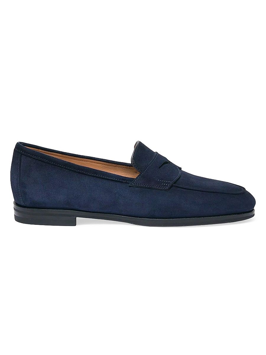 Women's Carla Suede Penny Loafers - Navy Blue - Size 5.5