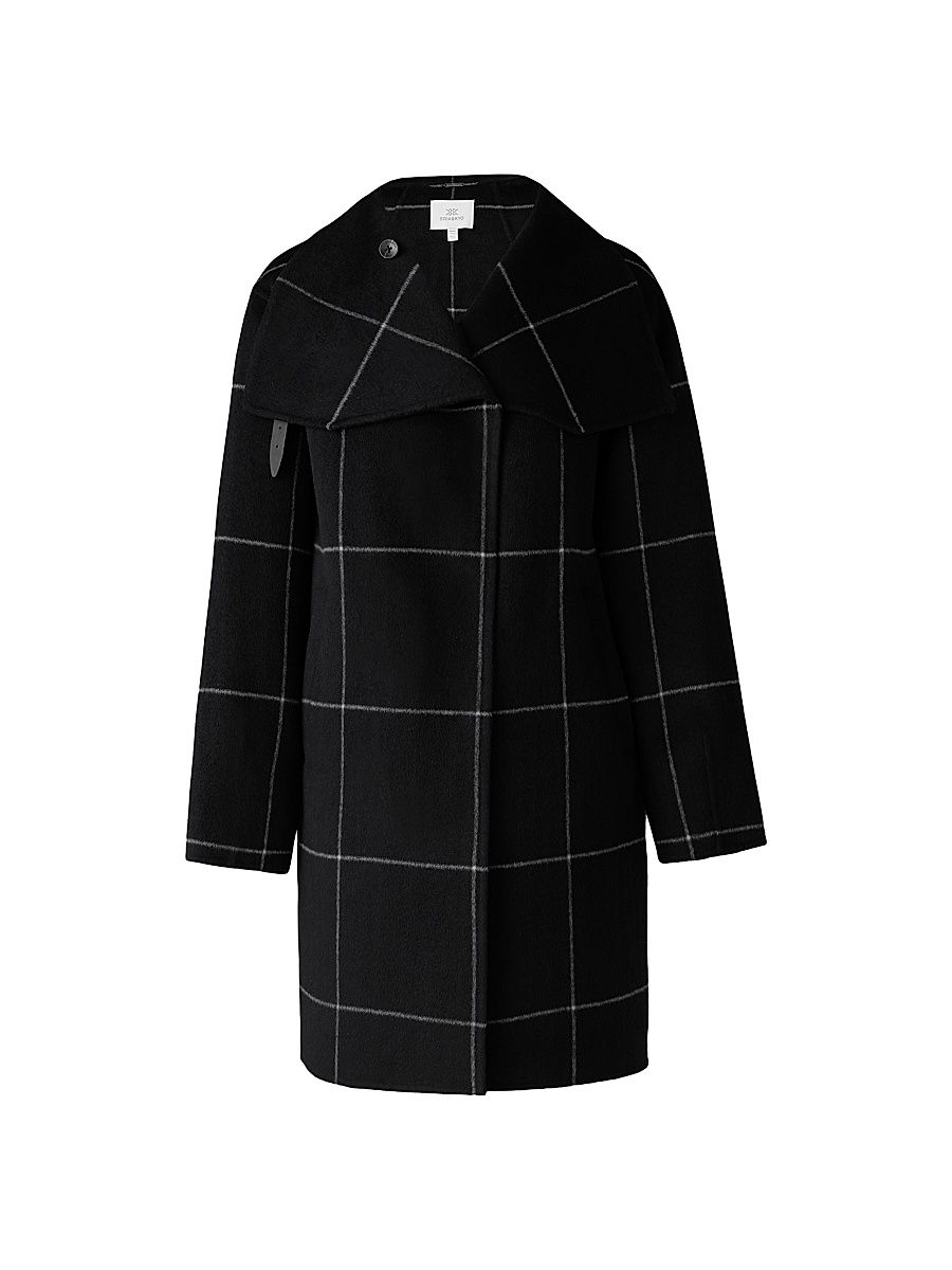 Women's Jackie Grid Wool-Blend Coat - Black Powder - Size Large