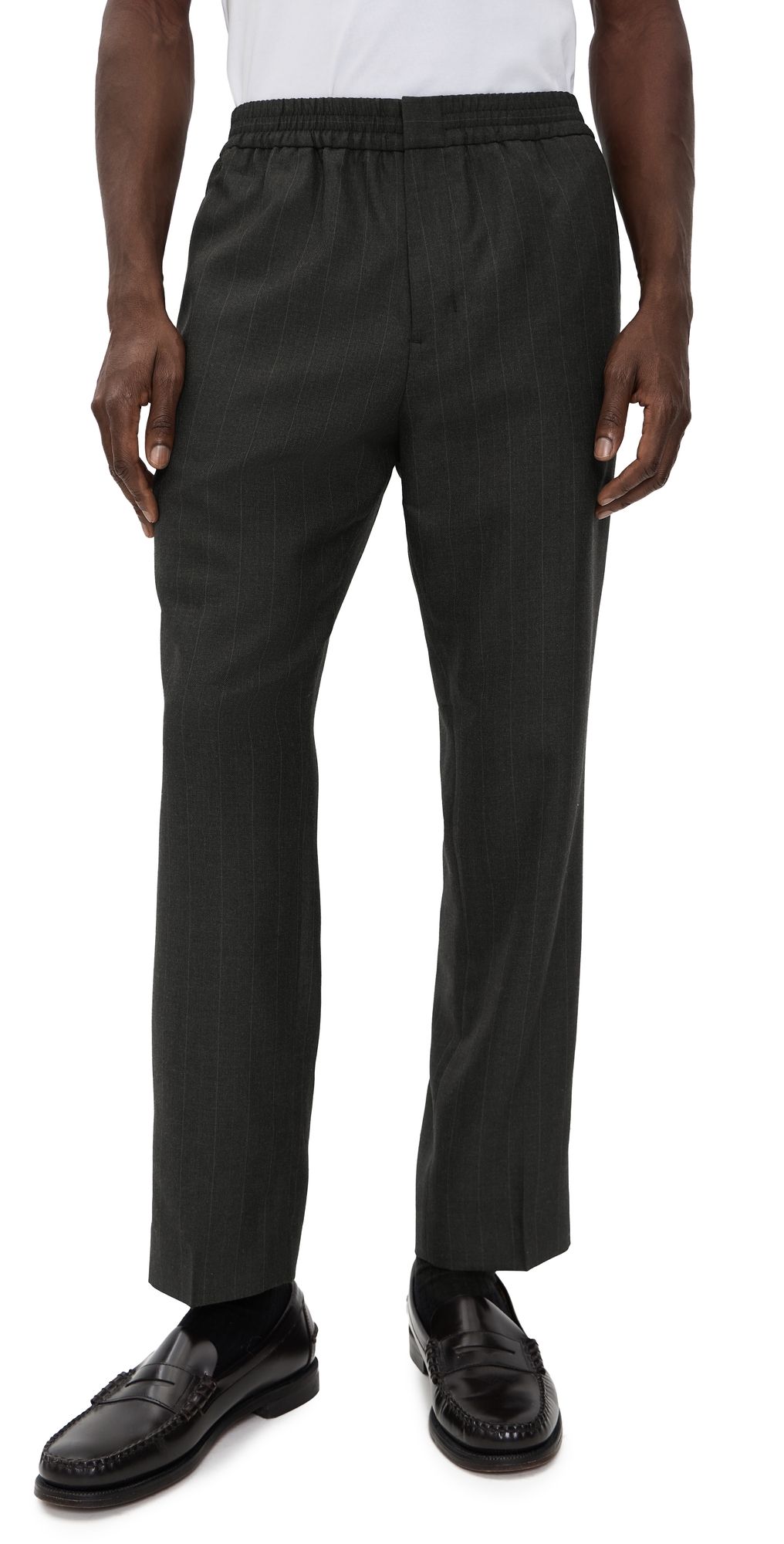 AMI Elasticated Waist Trousers GRIS CARBONE/MARRON CHOCO L