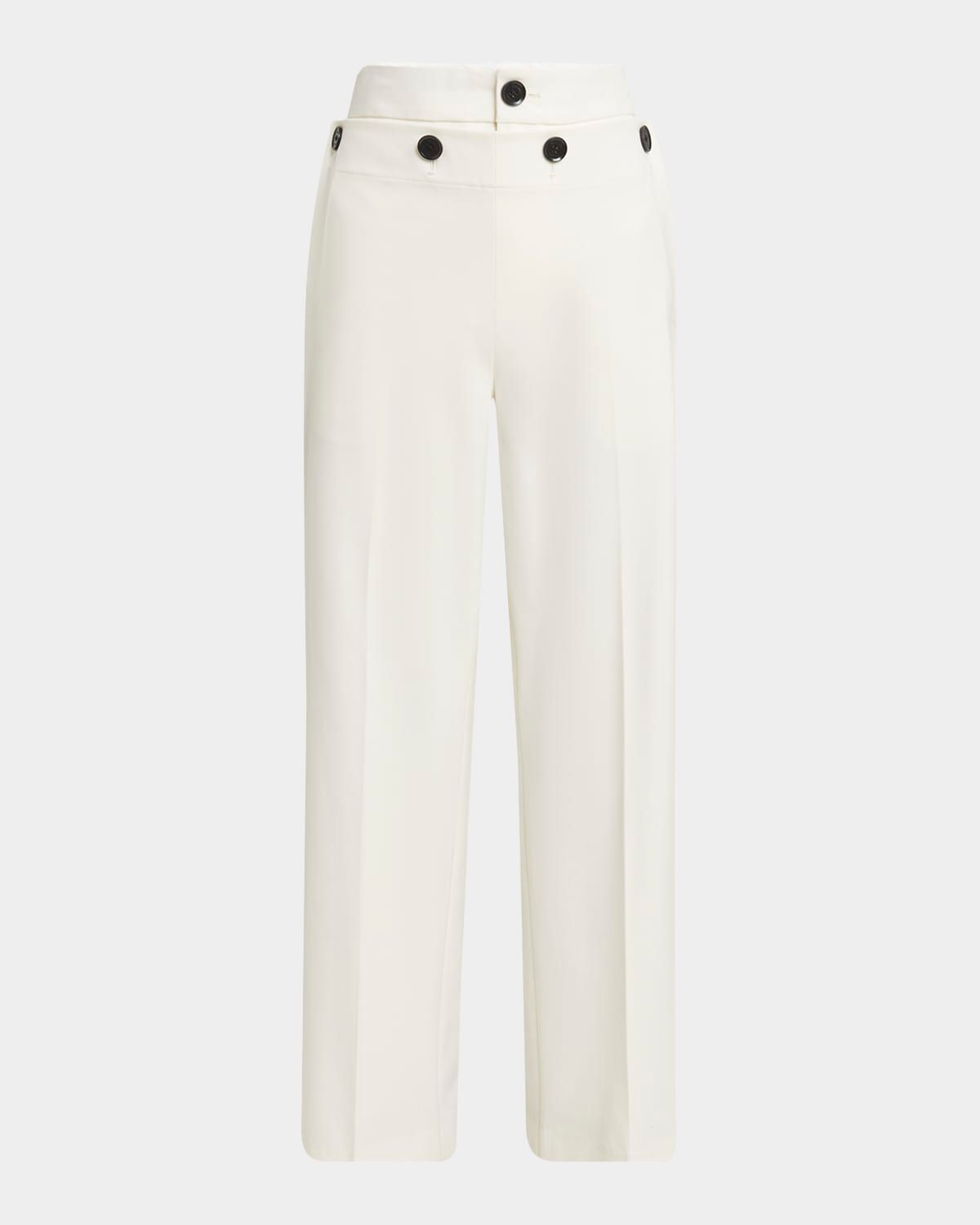 Oliver Button Straight-Leg Wool Gabardine Pants