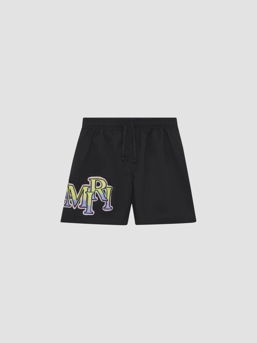 Amiri Unisex Little Kid's & Kid's Staggered Logo Shorts - Black - Size 4