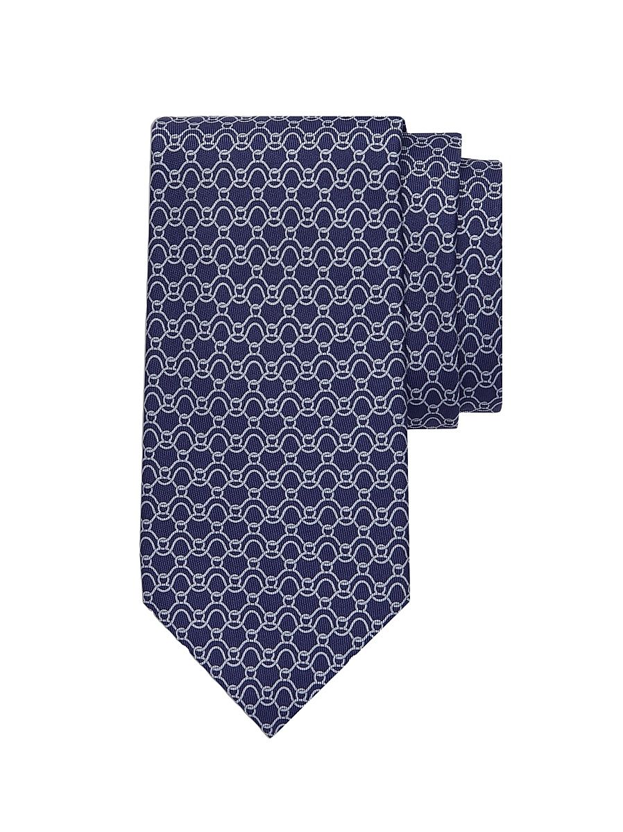Men's Waves Printed Silk Tie - Blue