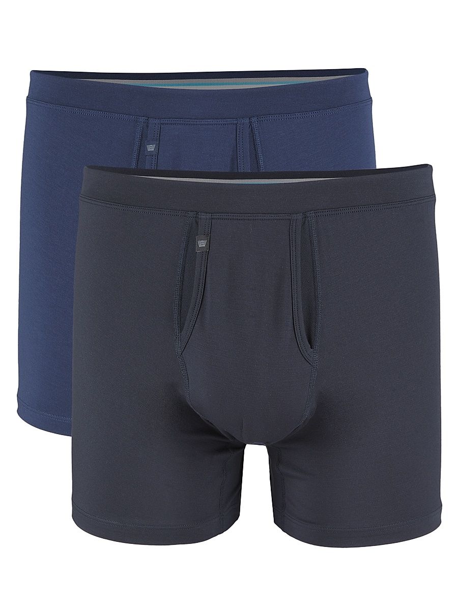 Men's 2-Pack SILVER HD Boxer Brief Set - True Black True Navy - Size Small
