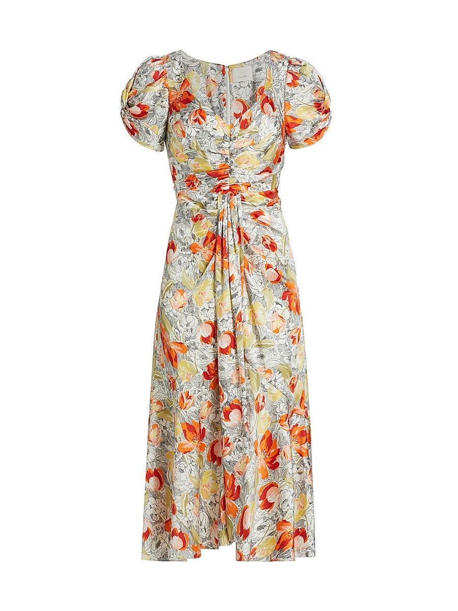 Women's Linework Floral Walker Dress - Ivory Multi - Size 4