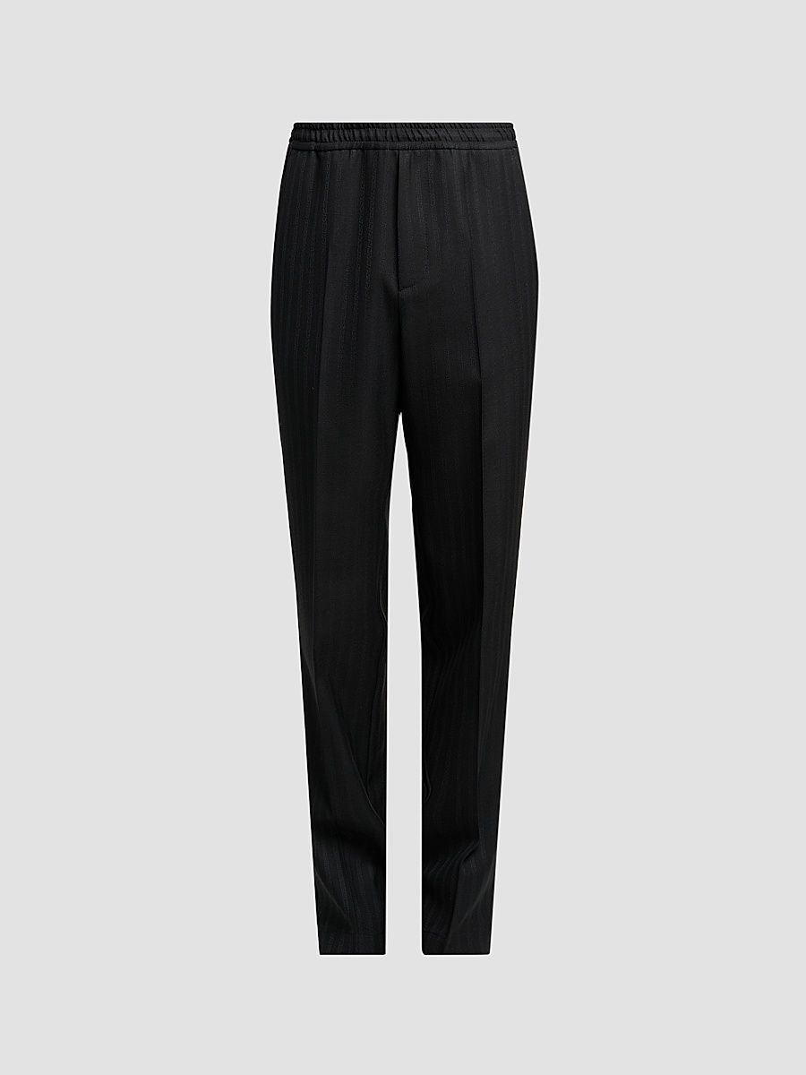 Men's Greca Jacquard Wool Pants - Black - Size 38