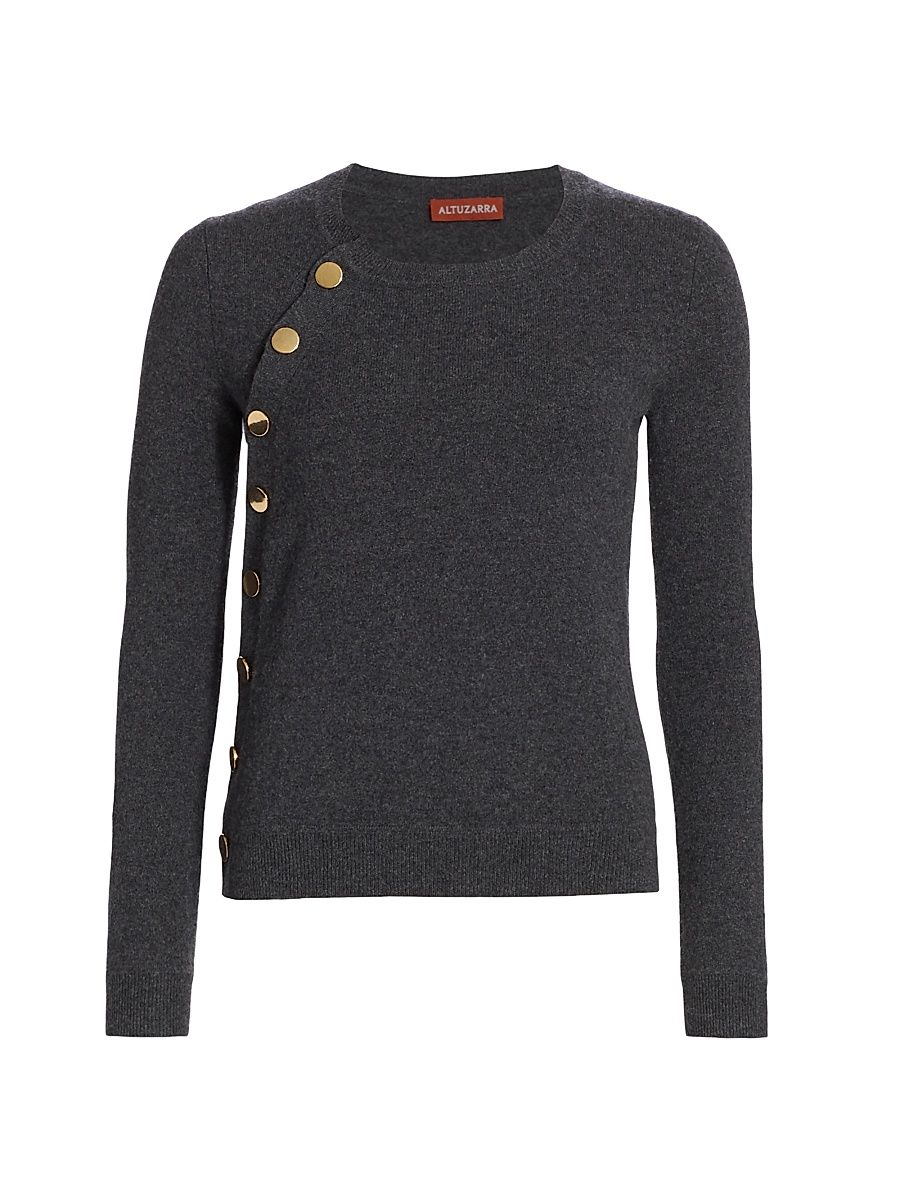 Women's Minamoto Buttoned Sweater - Carbon Melange - Size Large