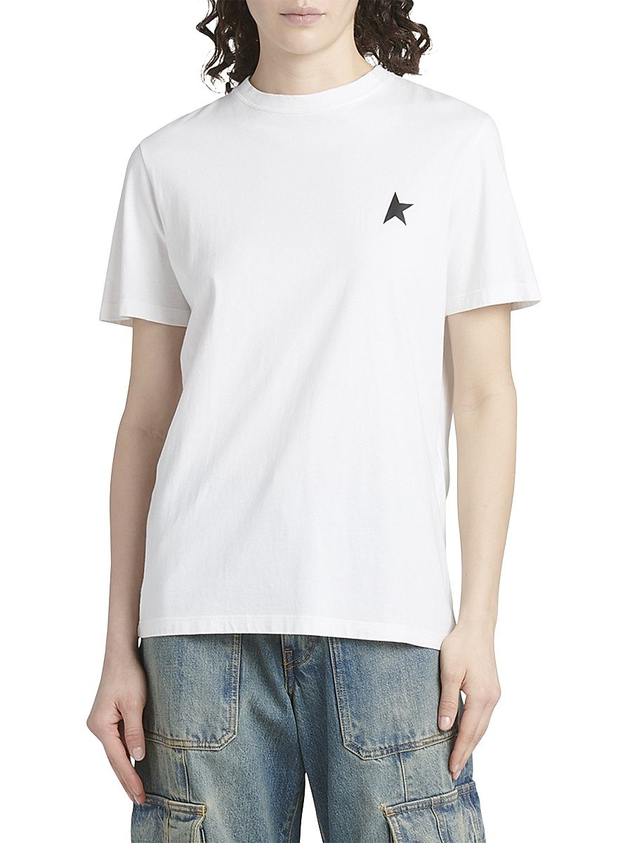 Women's Star Crewneck T-Shirt - White Black - Size XXS