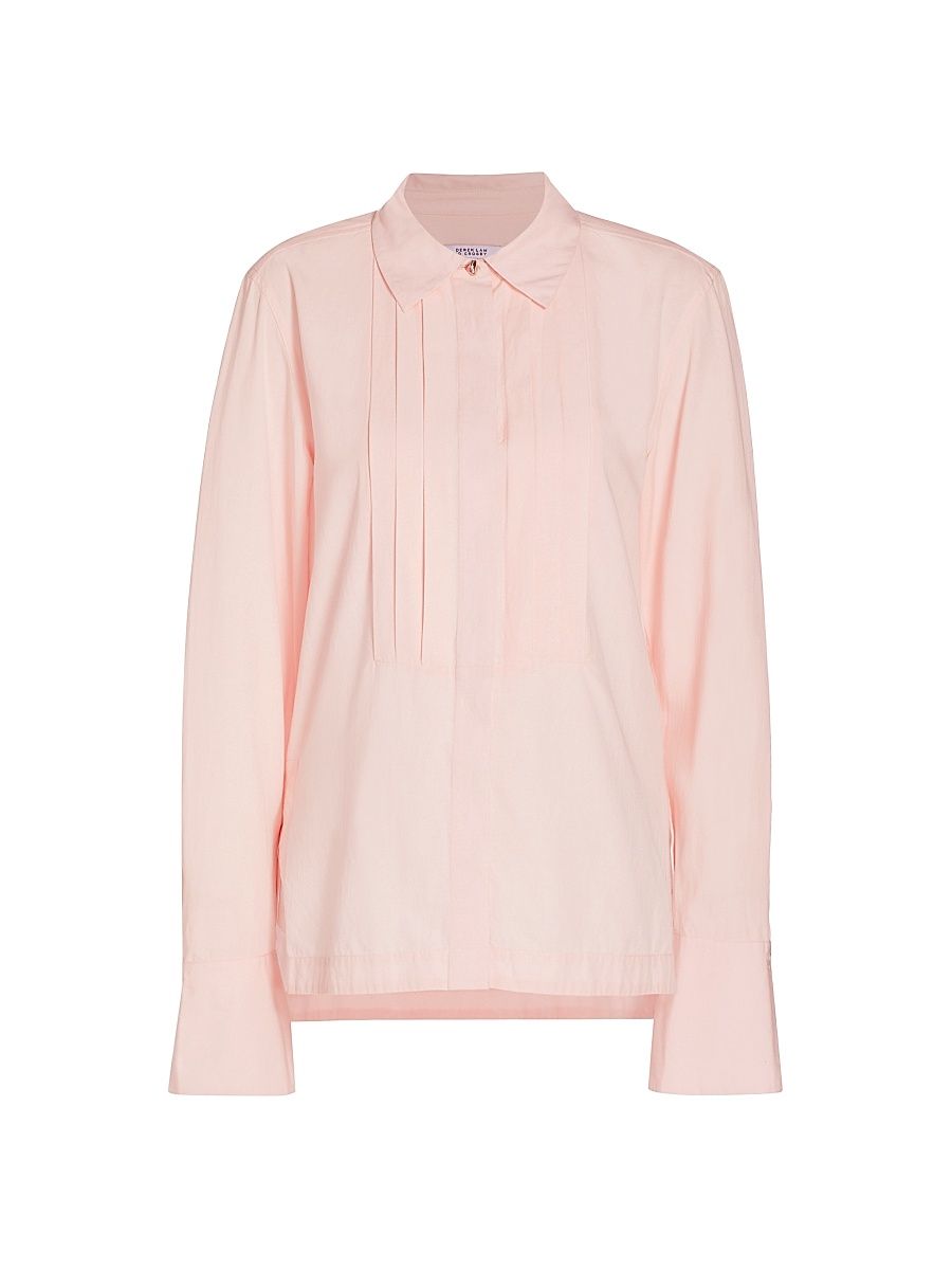 Women's Valera Pleated Cotton-Blend Shirt - Pink Dogwood - Size Small