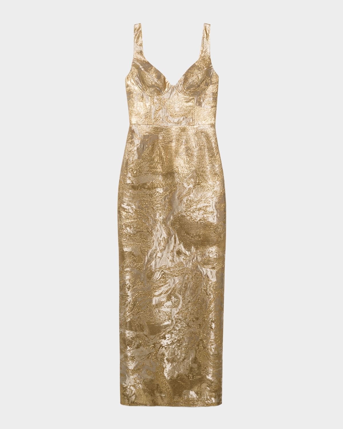 Viella Sleeveless Metallic Jacquard Column Gown