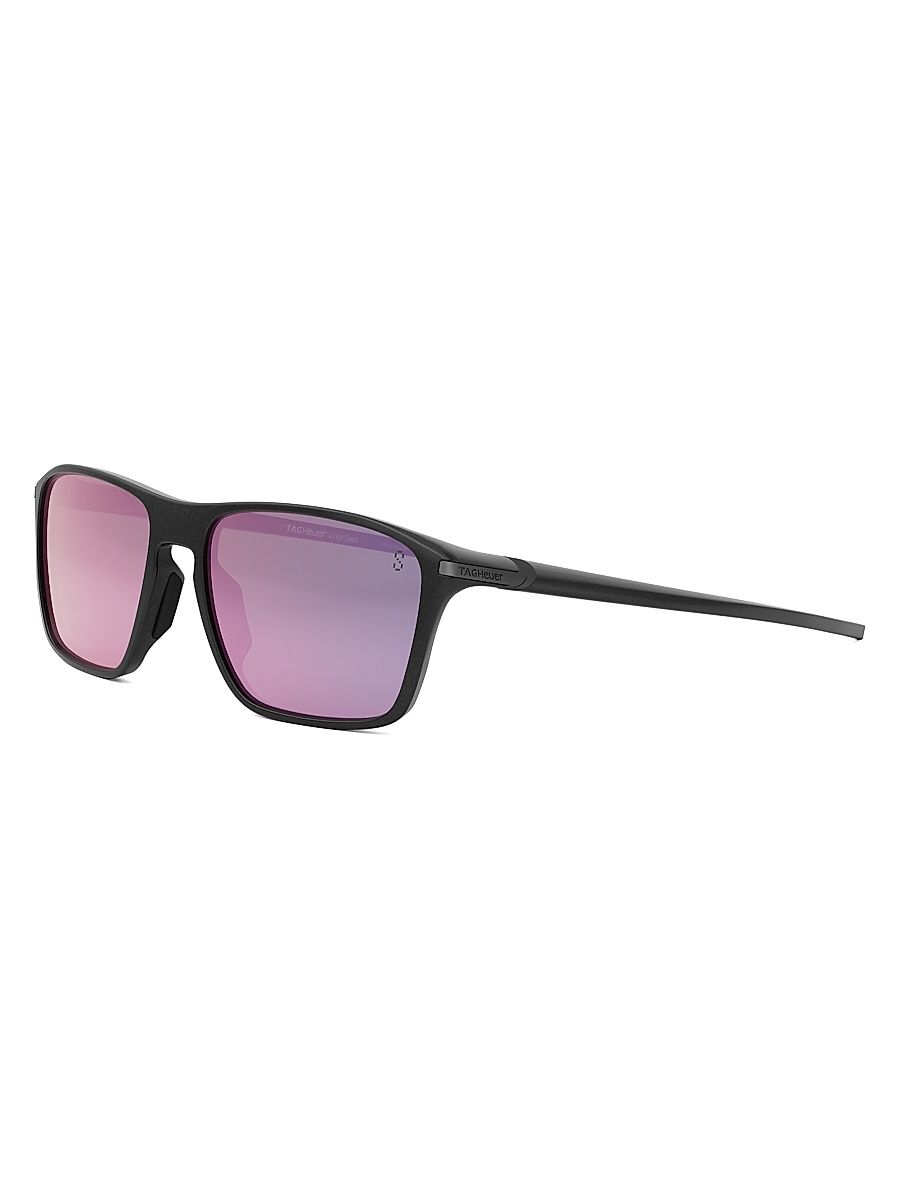 Men's Vingt Sept 57MM Rectangular Sunglasses - Black Purple Mirror