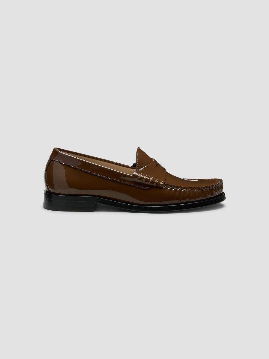 Stuart Weitzman Women's Lottie Patent Leather Loafers - Walnut - Size 7