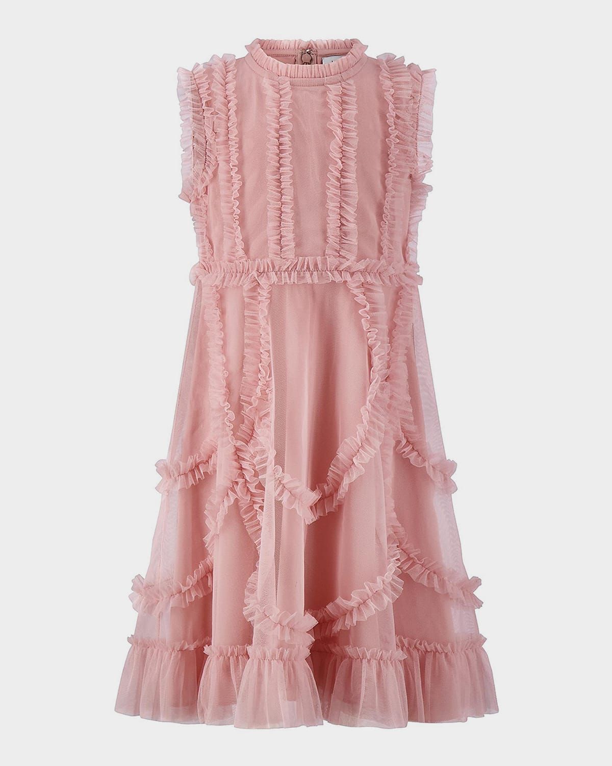 Girl & apos;s Sleeveless Ruffle Dress, Size 2-14